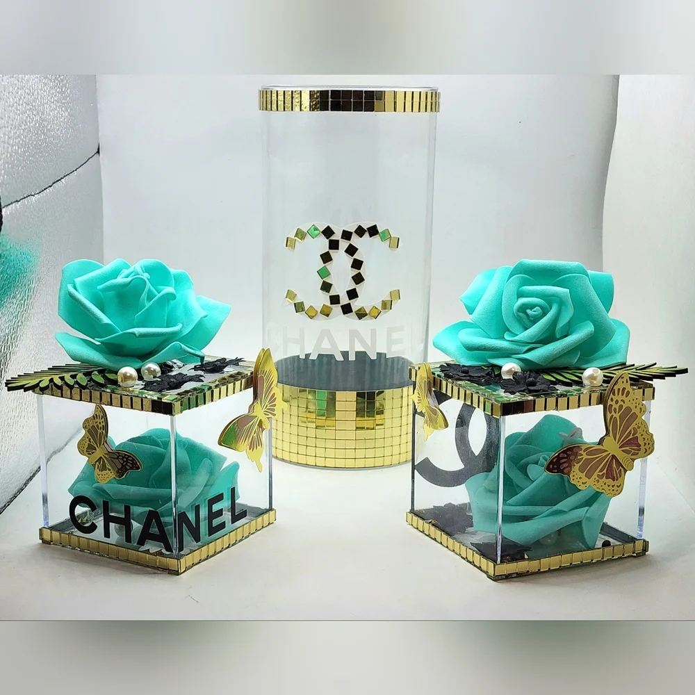 Flower Vase With Matching Decor Three-piece Set